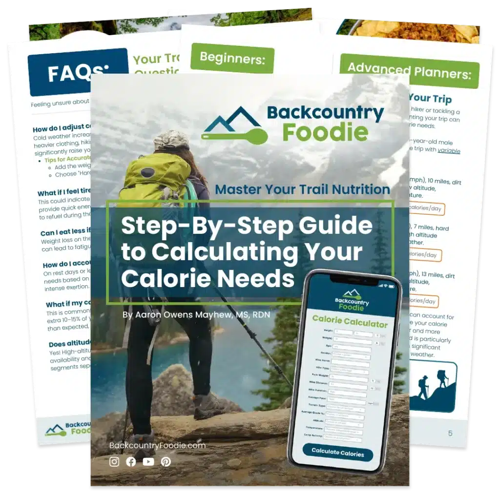 Hiking Calorie Calculator Guide PDF – how to estimate backpacking calorie needs using trip-specific inputs like mileage and terrain