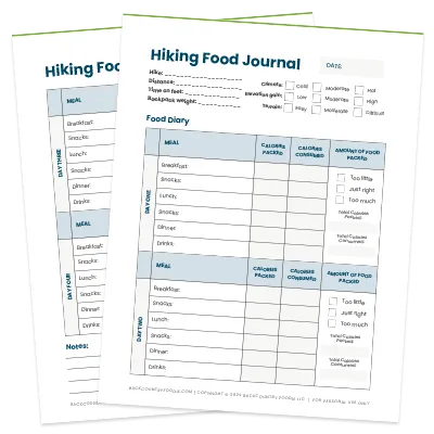 Hiking Food Journal PDF – track trail meals, energy, and digestion to improve your backpacking nutrition plan