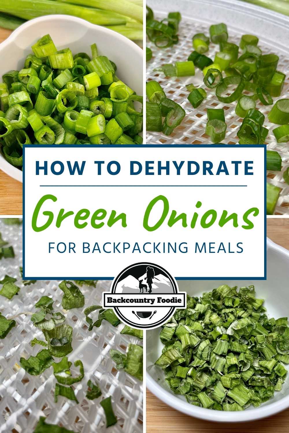 Learn how to safely dehydrate or freeze-dry green onions for backpacking meals and enjoy a Veggie Pho Noodle Soup recipe! #howtodehydrategreenonions #howtofreezedrygreenoions #dehydrated scallions #backpackingmealideas #howtodehydratefood #backcountryfoodie