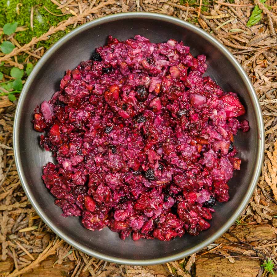 Backcountry Foodie's Mixed Berry Crumble ultralight backpacking recipe using freeze-dried strawberries