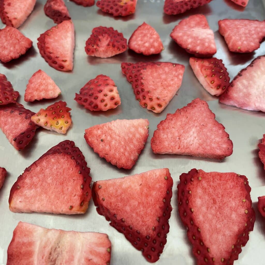 Home freeze dried strawberries