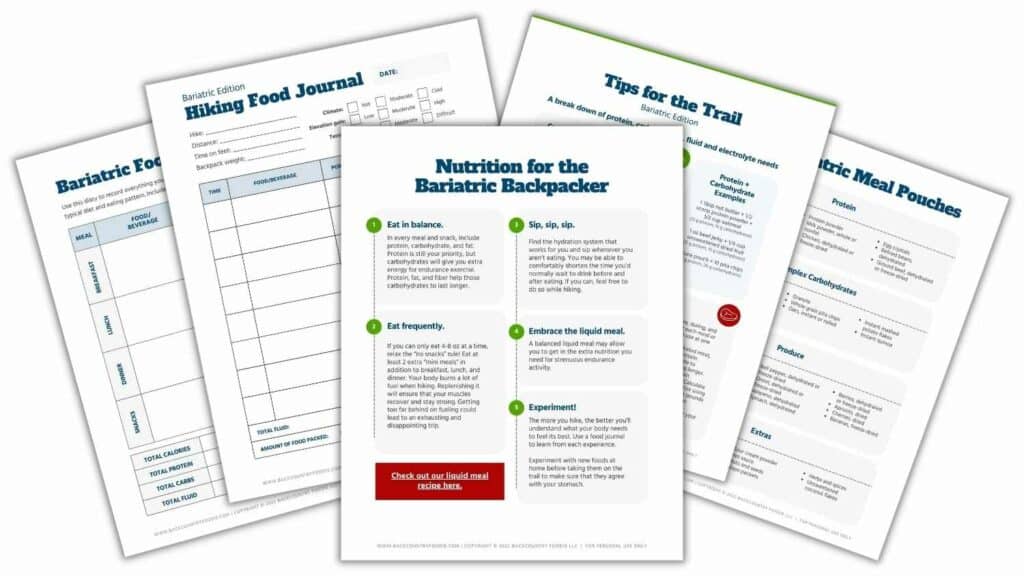 Nutrition for the Bariatric Backpacker tip sheets image