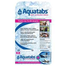 Aquatabs hypochlorous acid tablets for water purification while backpacking