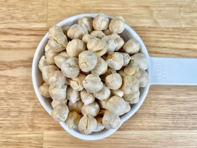 Freeze-dried chickpeas with the skins still intact