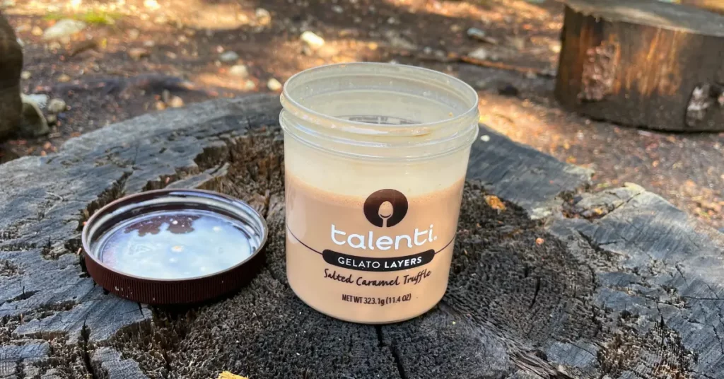 chocolate peanut butter shake in talenti jare on stump social media image