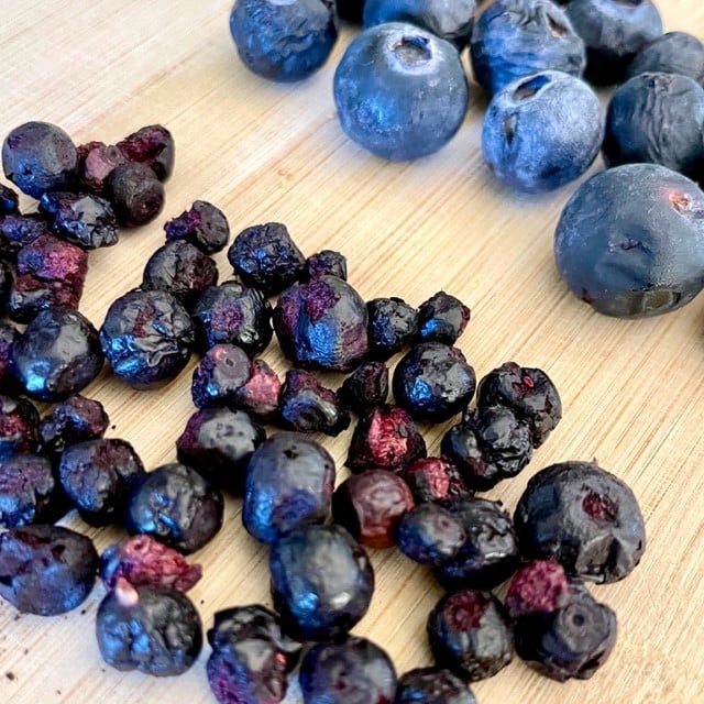 commercial freeze dried vs home freeze dried blueberries