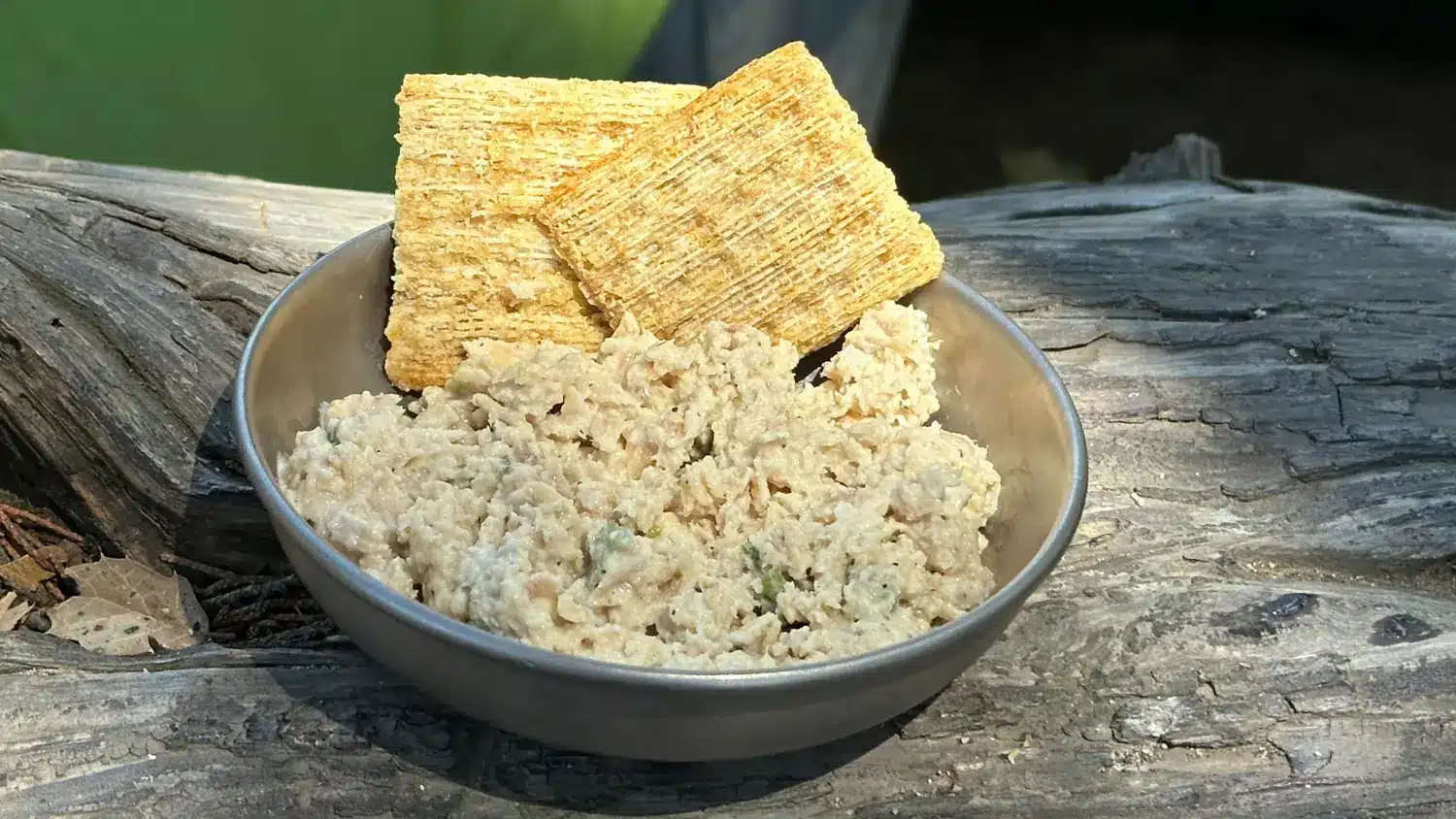 keto friendly tuna salad in a bowl with crackers thumbnail image