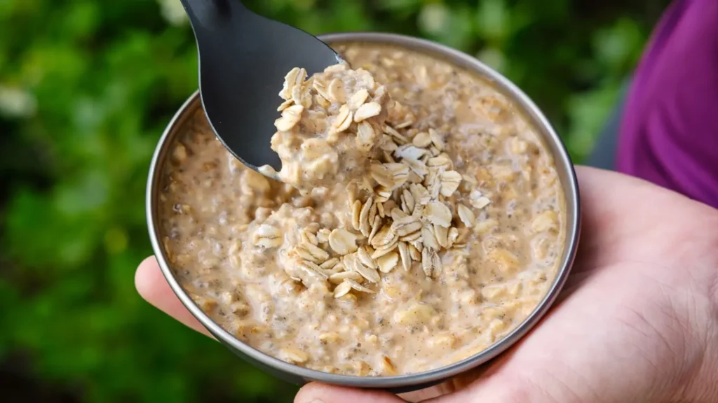 nut butter morning oats blog thumbnail image hand
