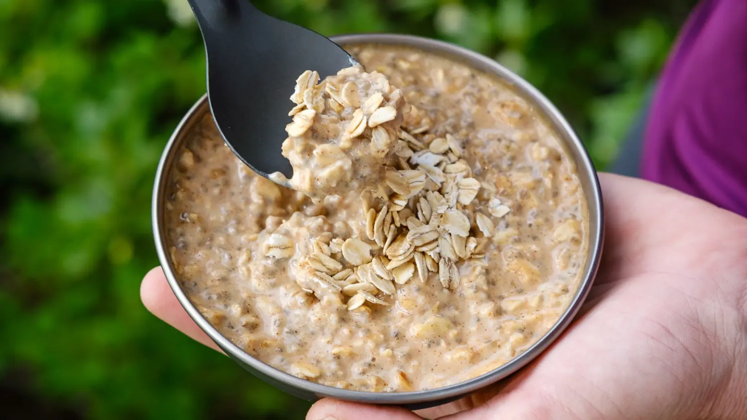 nut butter morning oats blog thumbnail image hand