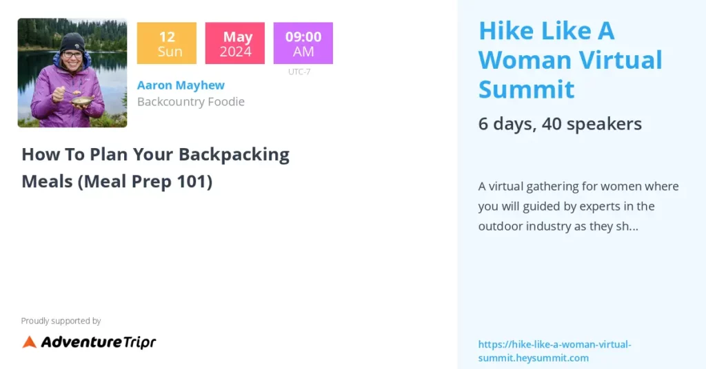 Hike Like a Woman Virtual Summit Backcountry Foodie presentation